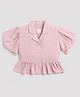Tiny Girl Half Flutter Sleeves Seersucker Style Peplum  Top - Onion Pink