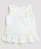 Tiny Girl Sleeveless Sequins Embellished Floral Appliqued Accordion Pleated Hem Peplum Party Top - White