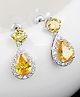 Yellow Chimes Yellow Crystal Silver-Toned Sparkling Drop Earrings