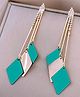 Yellow Chimes Earrings Dangler Earrings Gold Toned Long Tassel Dangler Earrings - Green