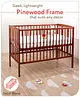 Babyhug Malmo Wooden Cot with 3 Level Height Adjustment & Plug and Play Assembly  Walnut Color| Solid Pinewood