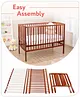 Babyhug Malmo Wooden Cot with 3 Level Height Adjustment & Plug and Play Assembly  Walnut Color| Solid Pinewood