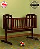 Babyhug Joy Cradle with Mosquito Net  Walnut Color| Wooden Cradle with Detachable Mosquito Net | Swing with Swing Lock 