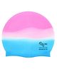 KARBD Silicone Universal Size Swimming Cap - Multicolor Pink White Blue