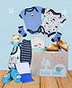 Baby Moo Adventurous Baby Boy Animal Blue 10 Pcs Gift Hamper - Blue