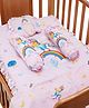 Baby Moo Space Soft Velvet U Pillow 2 Side Bolsters Mattress Set - Pink