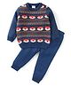 Babyhug Knit Full Sleeves Sweater Set With Fox Design - Navy Blue