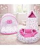 Fareto Combo of 4 Pcs Bedding Set Baby Nest Net with Bed & Carry Bag Moon Print - Pink