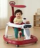 Baby Multifunctional Robotic Shape Musical Activity Cum Push Walker with Canopy & Parental Push Handle- Red| Removable Toy Tray| Smooth Swivel Wheels| Compact Fold| Led Lights| Easy to Assemble| Adjustable Height Seat