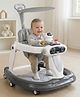 Baby Multifunctional Robotic Shape Musical Activity Cum Push Walker with Canopy & Parental Push Handle- Grey| Removable Toy Tray| Smooth Swivel Wheels| Compact Fold| Led Lights| Easy to Assemble| Adjustable Height Seat