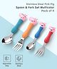 Stainless Steel Pink Pig Spoon & Fork Set Multicolor - Pack of 4