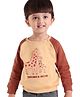 Babyoye 100% Cotton Full Sleeves Sweatshirt With Giraffe Print & Embroidery - Brown