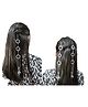 Kamule Set Of 2 Beaded Hair Wrap Strings With Attached Silver Chain Pin - White & Silver