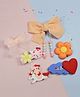 Kamule Set Of 6 Bow And Flower Applique Detailed Hair Clips - Peach