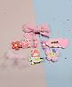 Kamule Set Of 6 Bow And Flower Applique Detailed Hair Clips - Pink