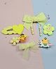 Kamule Set Of 6 Bow And Flower Applique Detailed Hair Clips - Yellow
