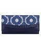 The Clownfish Ladyluxe Collection Printed Handicraft Fabric & Faux Leather Womens Wallet Clutch Ladies Purse with Snap Flap Opening & Multiple Card Slots- Royal Blue