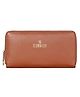 The Clownfish Monalisa Collection Genuine Leather Womens Wallet Clutch Ladies Purse with Multiple Card Slots & Metal Zip Around Opening- Tan