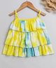 The Magic Wand Sleeveless Random Crumple Tie & Dye Tiered Top - Yellow & Blue