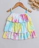 The Magic Wand Sleeveless Patel Crumple Tie & Dye Tiered Top - Multi Colour