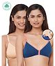 Inner Sense Organic Cotton Antimicrobial Laced Nursing Bras Pack of 2 - Skin Royal Blue