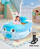 Inflatable Baby Bath Tub with Manual Pump Fish Design & Print - Blue