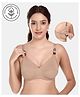 Elite Mom Solid Maternity Bra With Front Hook Closure Nursing Access - Beige