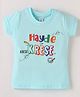Grab It Sinker Cotton Half Sleeves T-Shirt Text Print - Blue