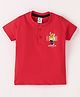 Grab It Sinker Cotton Half Sleeves T-Shirt Teddy Bear Print - Red