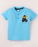 Grab It Sinker Cotton Half Sleeves T-Shirt Teddy Bear Print - Blue