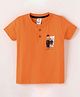 Grab It Sinker Cotton Half Sleeves T-Shirt Teddy Bear Print - Orange