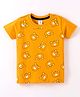 Grab It Cotton Sinker Half Sleeves T-Shirt Teddy Print - Mustard Yellow