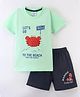 Grab It Sinker Half Sleeves T-Shirt and Shorts Set Crab Print - Sea Green & Black