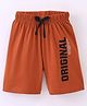 Grab It Cotton Sinker Knee Length Shorts with Text Print - Red