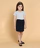 Piccolo Half Sleeves Solid Tee With Button Down Skirt - Grey