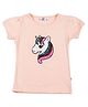 The Sandbox Clothing Co Short Sleeves Unicorn Sequins Embellished Tee - Peach