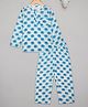 Budding Bees Half Sleeves Animal Theme Elephant Printed Night Suit - Blue