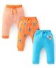 Babyhug Cotton Knit Full Length Diaper Pants Koala Print Pack of 3 - Orange & Blue