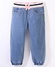 Babyhug Cotton Spandex Full Length Washed Stretchable Denim Joggers - Light Blue