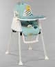 Babyhug 3 in 1 Comfy High Chair Printed Cushion - Blue| High Chair, Feeding Chair & Booster Chair| Adjustable Double Food Tray| Removable PU Leather Seat| Safety Harness| Removable Footrest