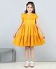 Aww Hunnie Short Sleeves Solid Frill Detailed Tiered Summer Dress - Mustard Yellow