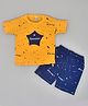 Kiwi 100% Cotton Half Sleeves Awesome Star Patched & Colour Splashed Tee With Shorts - Yellow