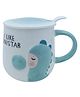 SANJARY Ceramics Mug Stylish Mug with Lid Blue and White - 400 ml