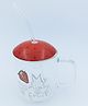 Sanjary  Starwberry Glass Cup Tumbler Lid and Straw Red & White - 430 ml