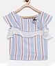 Tiny Girl Short Sleeves Striped Top - Sky Blue