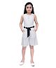 Tiny Girl Sleeveless Pencil Striped & Drop Waist Designed Box Pleated Jumpsuit - Off White