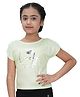 Tiny Girl Half Sleeves Lovely Amour Crown Foil Printed Top - Green
