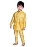 DOTSON Full Sleeves Kurta With Seamless Stripe Pattern Embroidered Jacket & Pyjama - Golden