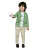DOTSON Full Sleeves Solid Blazer With Rock Revival Printed Tee & Pant - Green
