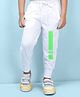 NUSYL Triple Striped Placement Design Printed Unisex Track Pants-White